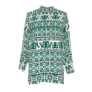 H&M green damask print top